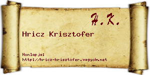 Hricz Krisztofer névjegykártya
